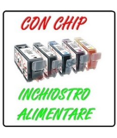 KIT 5 CARTUCCE CON CHIP - INCHIOSTRO ALIMENTARE PER STAMPANTE CANON I