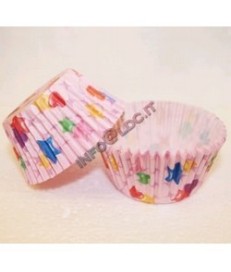 PIROTTINI DI CARTA PER MUFFINS - CUORI E STELLE - 50 PZ - 50x35mm