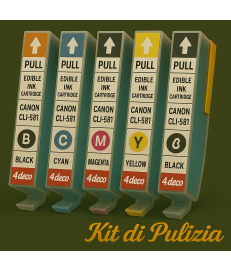 KIT PULIZIA ALIMENTARE PER CARTUCCE PGI580/CLI581 CON CHIP PER STAMPA