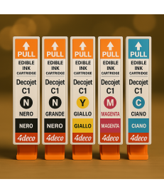 KIT 5 CARTUCCE CON INCHIOSTRO ALIMENTARE AZO PER STAMPANTE MODECOR DE