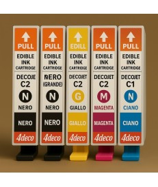 KIT 5 CARTUCCE CON INCHIOSTRO ALIMENTARE AZO PER STAMPANTE MODECOR DE