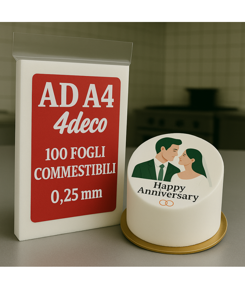 AD - A4 - CIALDA PER TORTE / OSTIE EDIBILI - 100 Fogli - FORMATO A4