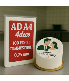 AD - A4 - CIALDA PER TORTE / OSTIE EDIBILI - 100 Fogli - FORMATO A4