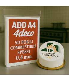 ADD - A4 - CIALDA PER TORTE / OSTIE EDIBILI - 50 Fogli - FORMATO A4 -