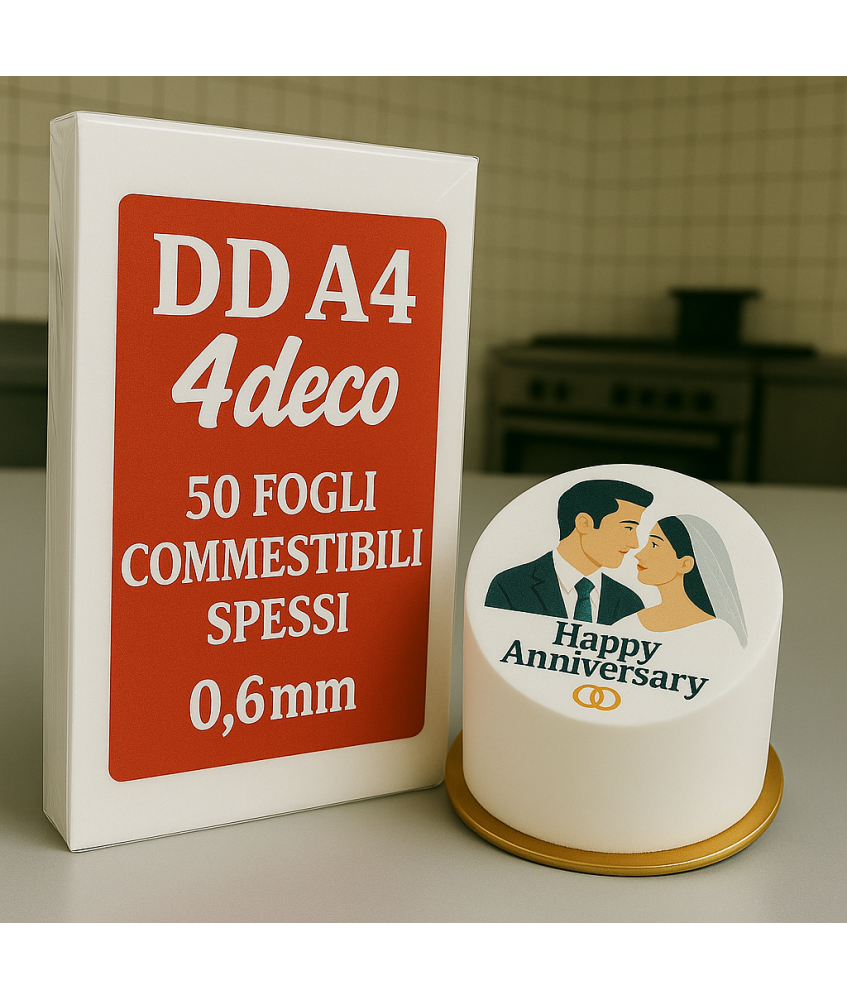 DD - A4 - CIALDA SPESSA PER TORTE / OSTIE EDIBILI - 25 Fogli - FORMAT