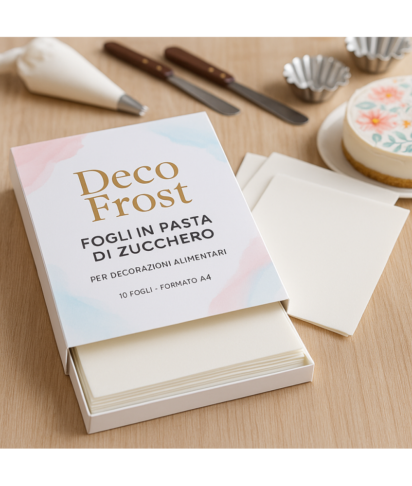 A4 - CIALDA EDIBILE - DECO FROST - FOGLI IN PASTA DI ZUCCHERO - 20 Fo