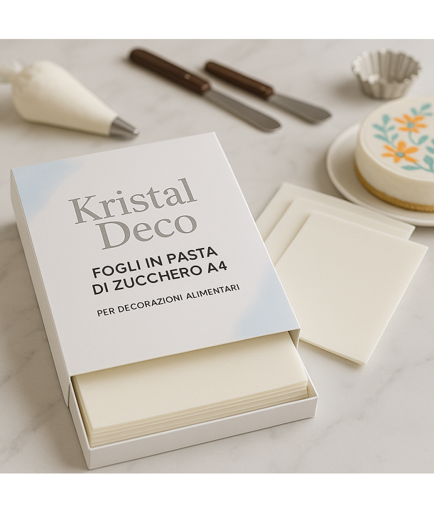 A4 - CIALDA EDIBILE - KRISTALDECO - FOGLI IN PASTA DI ZUCCHERO - 25 F