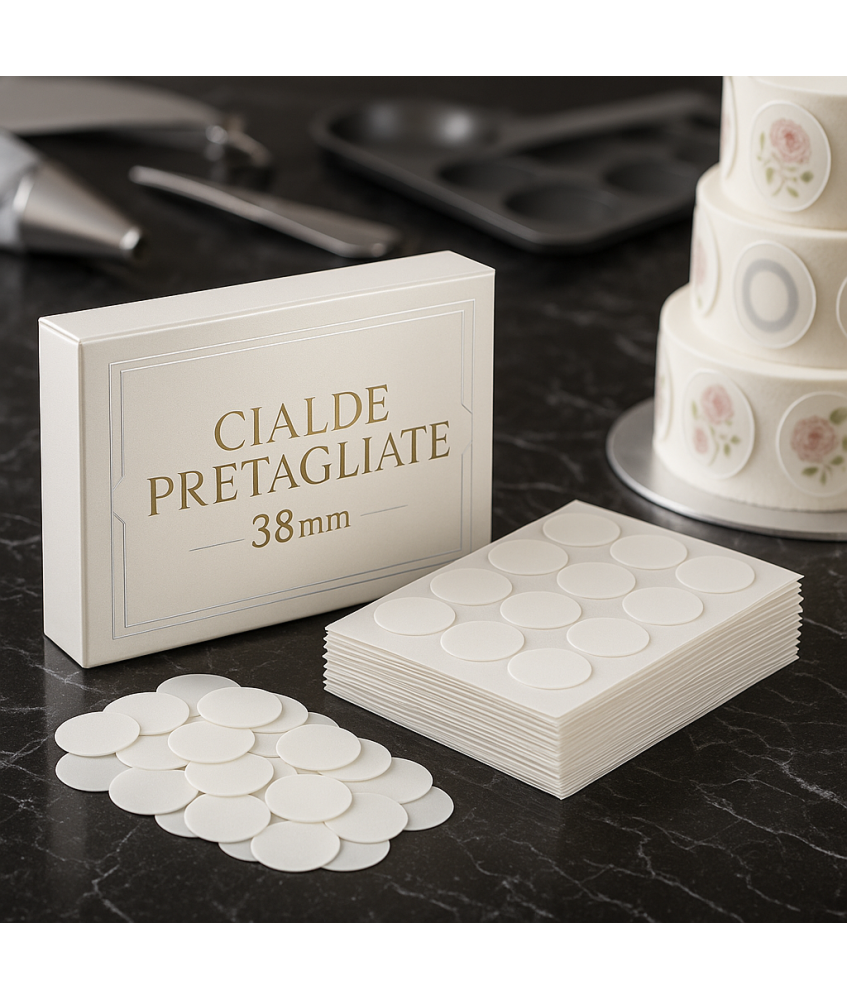 DIAMETRO 38mm - CIALDA IN PASTA DI ZUCCHERO PRETAGLIATE - 24 FOGLI CO