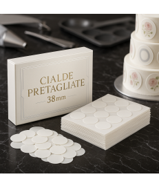 DIAMETRO 38mm - CIALDA IN PASTA DI ZUCCHERO PRETAGLIATE - 24 FOGLI CO