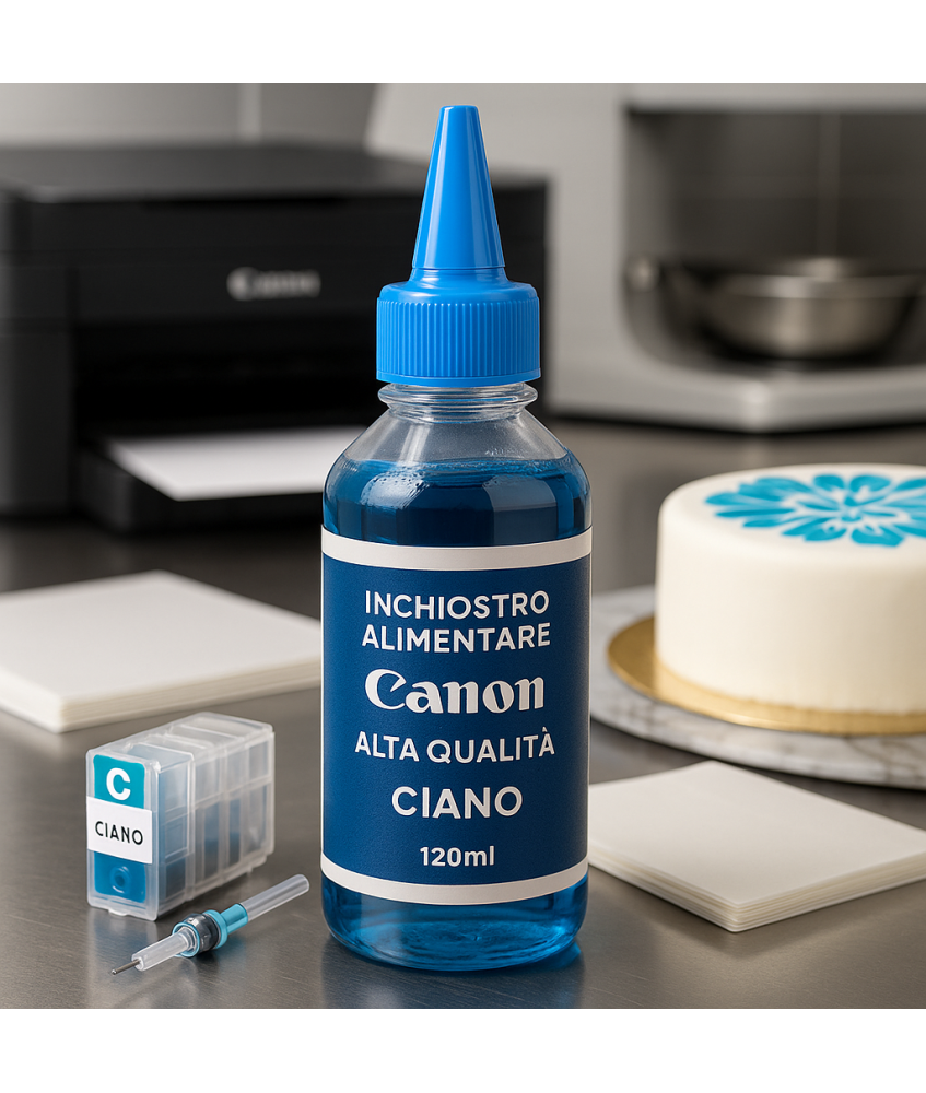 Inchiostro Alimentare Canon Alta Qualità – 120ml – Ciano