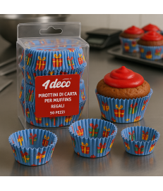 PIROTTINI DI CARTA PER MUFFINS - REGALI - 50 PZ - 50x35mm