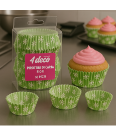 PIROTTINI DI CARTA PER MUFFINS - FIORI - 50 PZ - 50x35mm