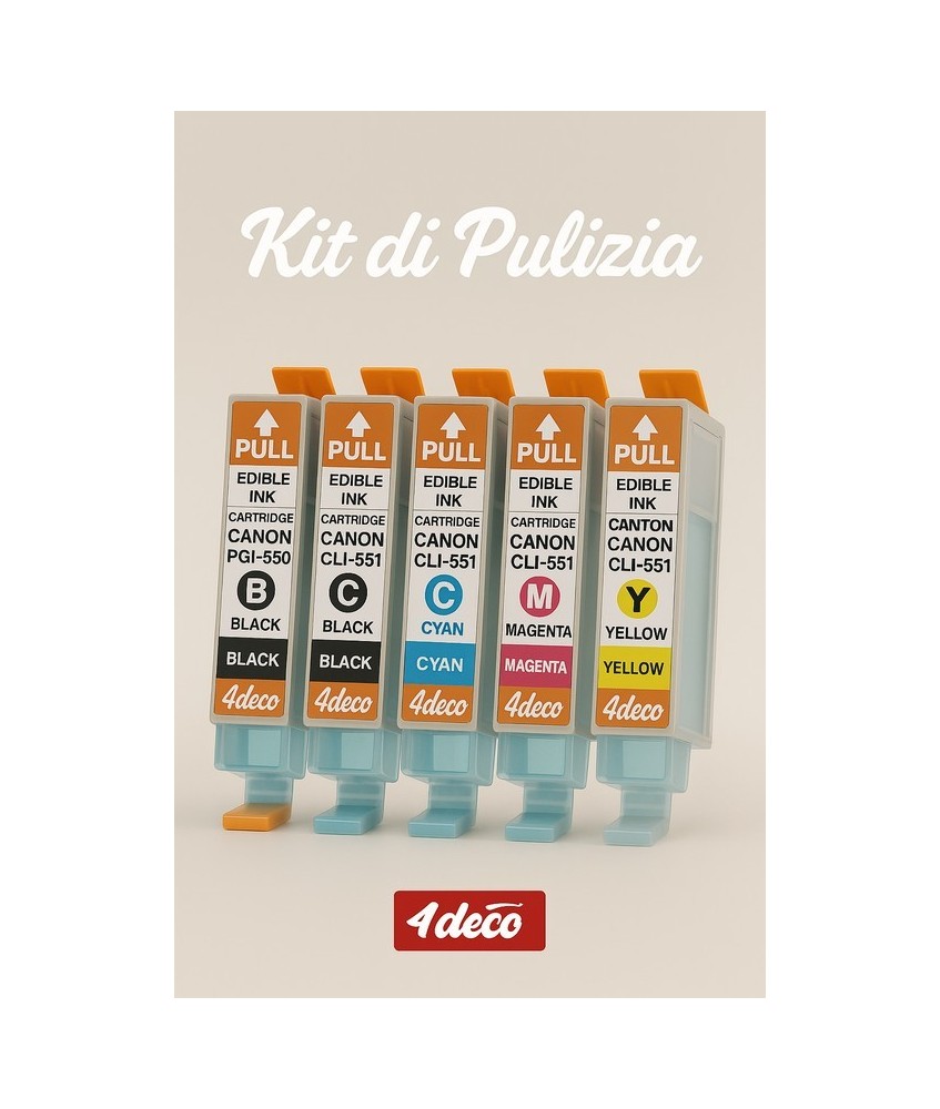 KIT PULIZIA ALIMENTARE 5 CARTUCCE SERIE PGI-550 / CLI-551