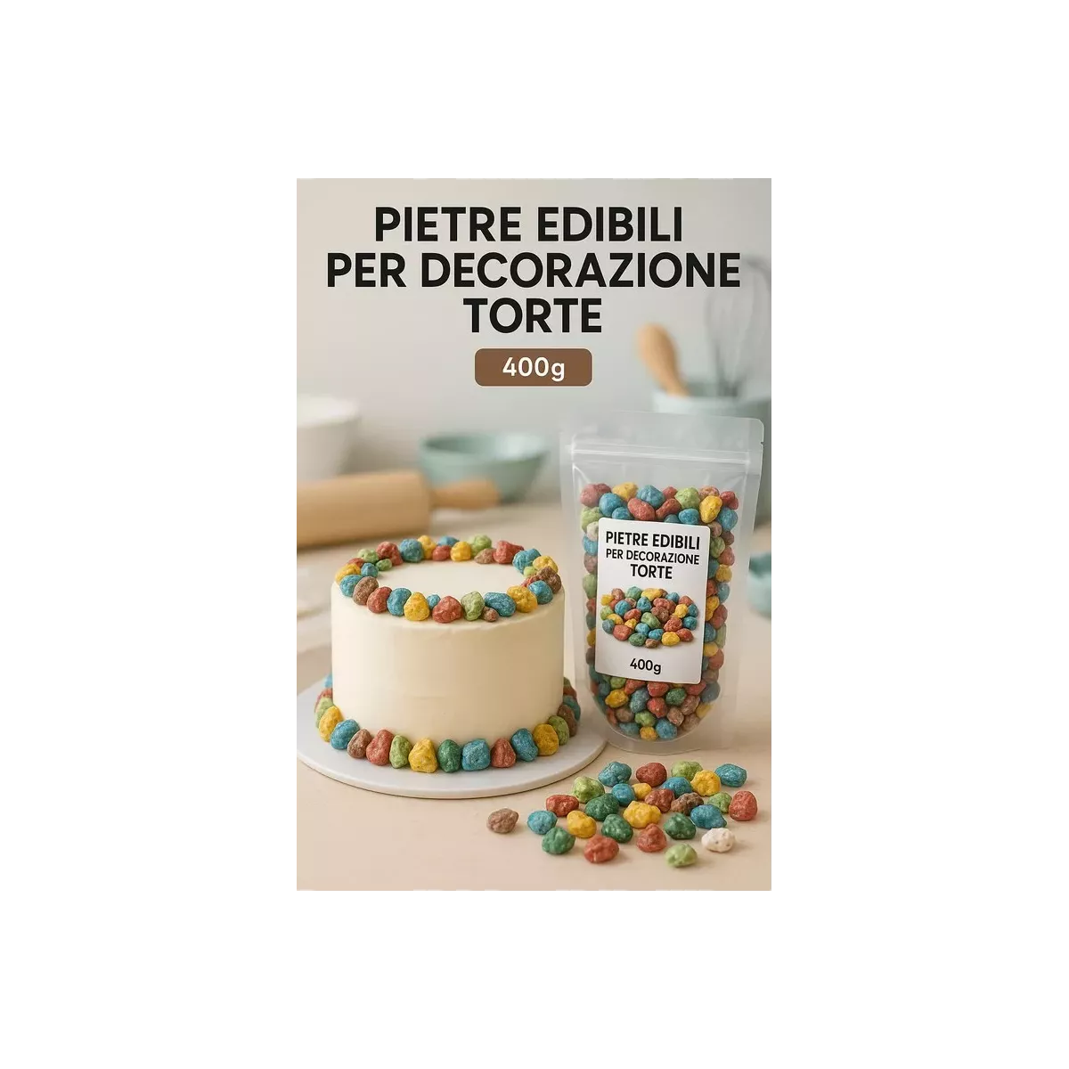 DECORAZIONE PER TORTE - PIETRE EDIBILI - 400gr
