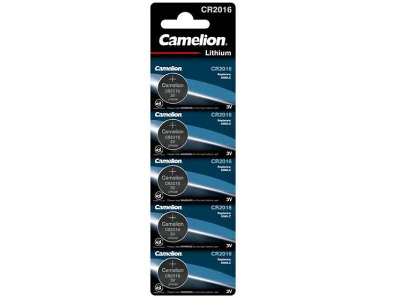 Batteria Camelion CR2016 Litio 3V (5 pezzi)