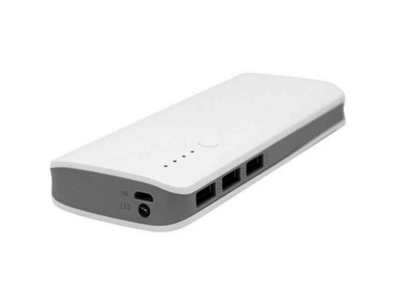 Power bank 12000mAh con lampada LED e 3x USB (bianco)