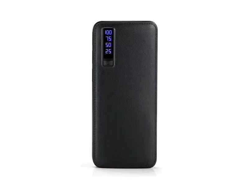 Powerbank 20000mAh LEATHER DESIGN con lampada LED e 3x USB (nero)