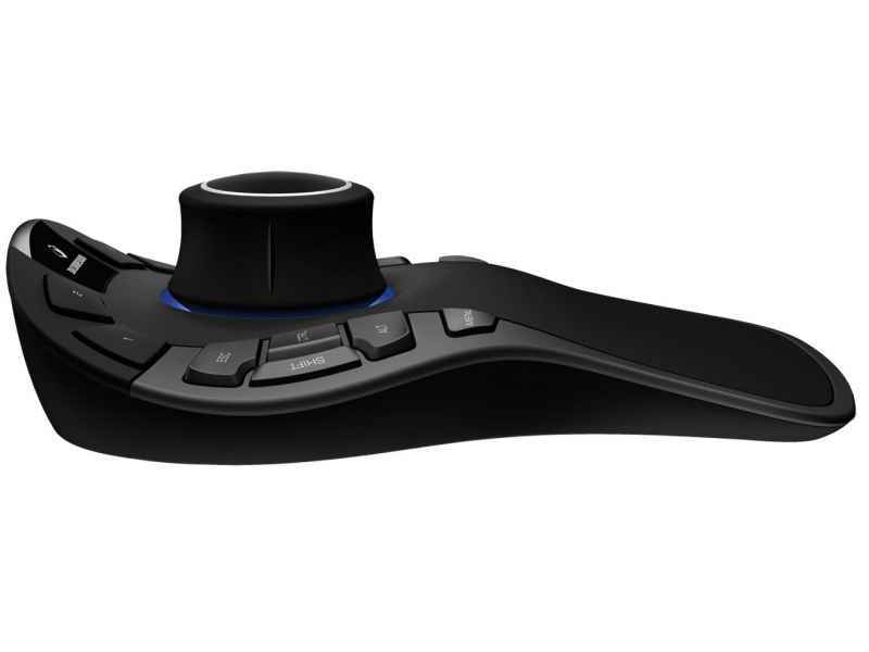 SpaceMouse Pro ist eine professionelle 3D Maus. Durch ihr optimiertes ergonomisches Design und die innovative Bildschirmanzeige