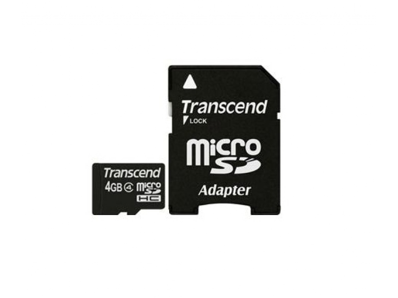 Transcend Scheda MicroSD 4GB SDHC Cl.4 W/Ad. TS4GUSDHC4