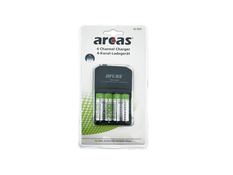 Caricabatterie Arcas ARC-2009 e 4 batterie AA 2700