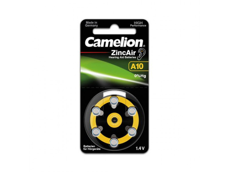 Batteria per apparecchi acustici Camelion Zinc Air Cell A10 0% Mercury/Hg Giallo (6 pz.)