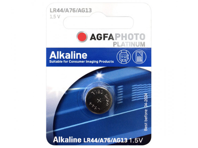 AGFAPHOTO Batteria alcalina LR44/AG13 1,5 V Blister (confezione da 1) 150-803470