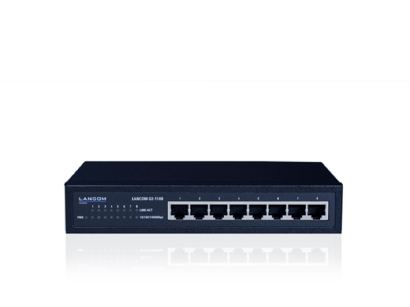 Switch di rete LANCOM Systems GS-1108 Non gestito L2 Gigabit Ethernet (10/100/1000) Nero [Lancom_ 61457]