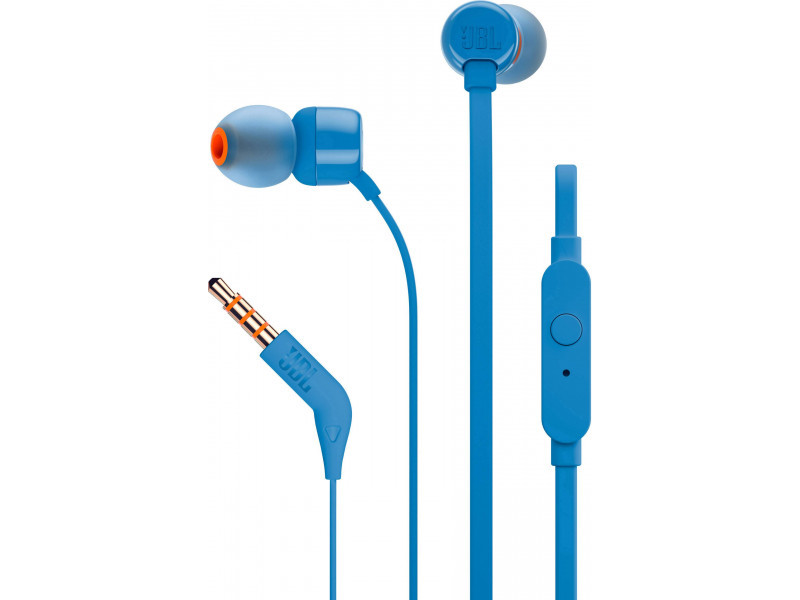 Cuffie JBL Tune 110 Microfono - Mani liberi - Controllo del cavo - Cavo piatto da 1,11 m - colore blu