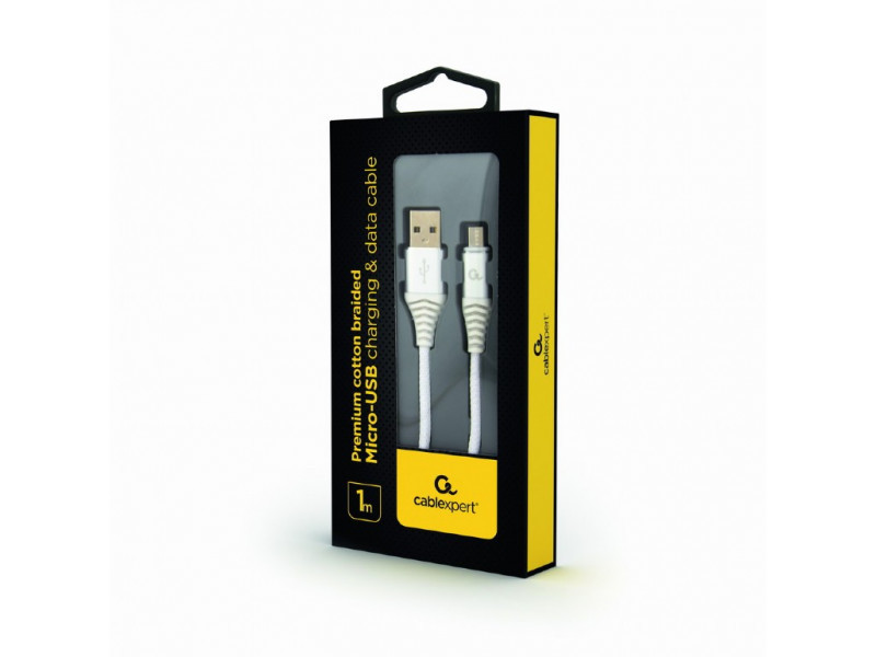 Cavo di ricarica micro-USB CableXpert 1 m argento/bianco CC-USB2B-AMmBM-1M-BW2
