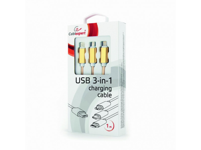 Cavo di ricarica USB 3 in 1 CableXpert 1 m CC-USB2-AM31-1M-G
