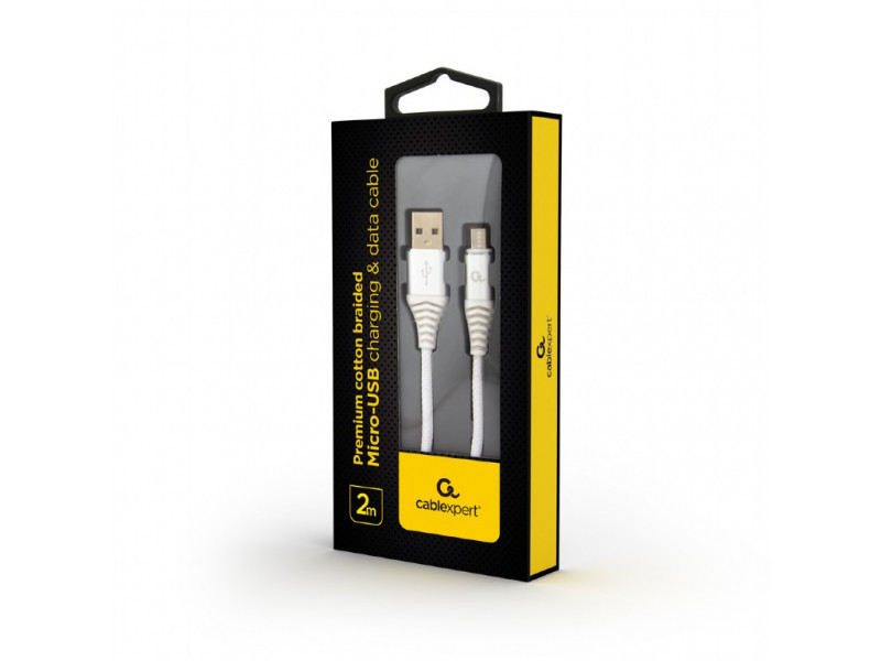 CableXpert Cavo di ricarica Micro-USB 2 m argento/bianco CC-USB2B-AMmBM-2M-BW2
