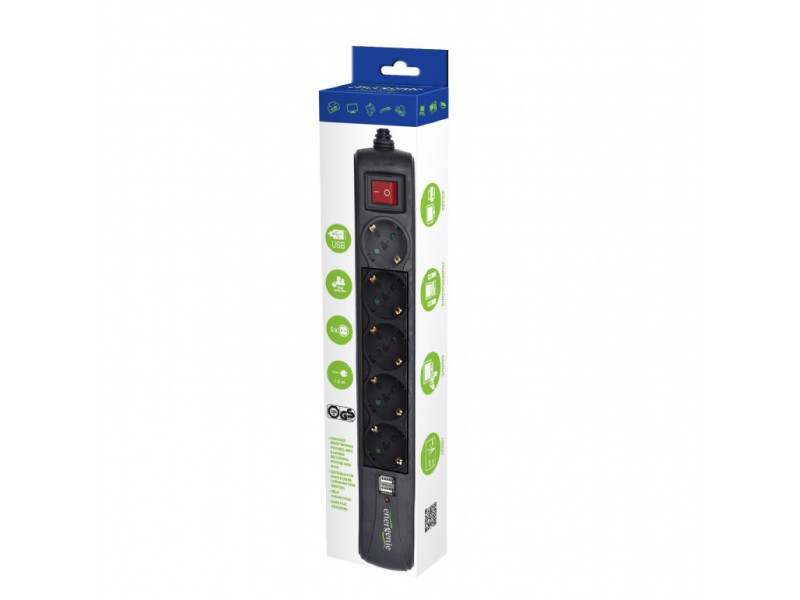 Ciabatta EnerGenie a 5 vie con caricatore USB integrato SPG5-U2-5