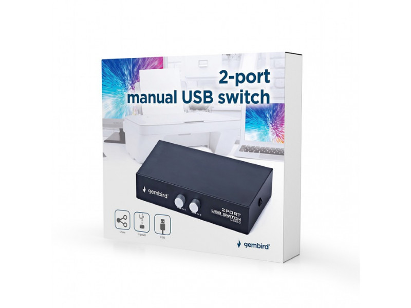 Interruttore USB manuale a 2 porte Gembird DSU-21