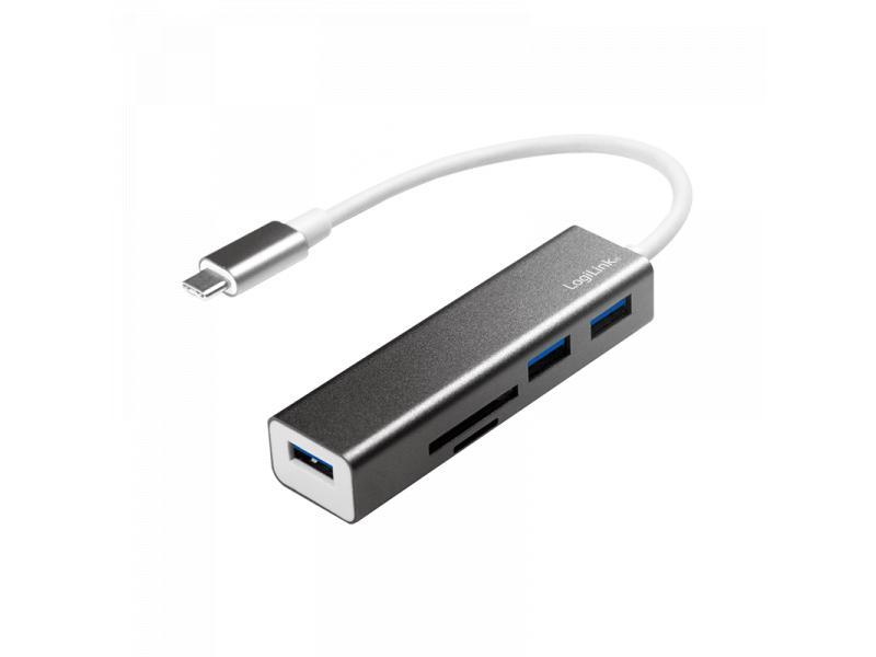 Lettore di schede Logilink USB-C 3.0 HUB a 3 porte (UA0305)