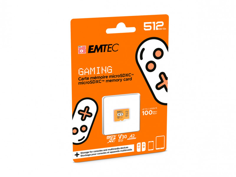 EMTEC 512 GB microSDXC UHS-I U3 V30 scheda di memoria per giochi (arancione)