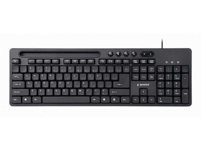 Gembird Tastiera multimediale con supporto per telefono nero layout USA KB-UM-108
