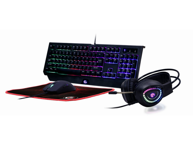 Gembird Gaming SetinchPhantominch con tappetino per mouse con tastiera retroilluminata 4in1 GGS-UMGL4-01