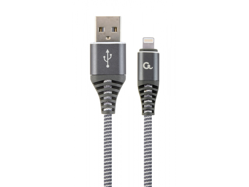 CableXpert cotone intrecciato 8 pin 1 m, grigio siderale/bianco - CC-USB2B-AMLM-1M-WB2