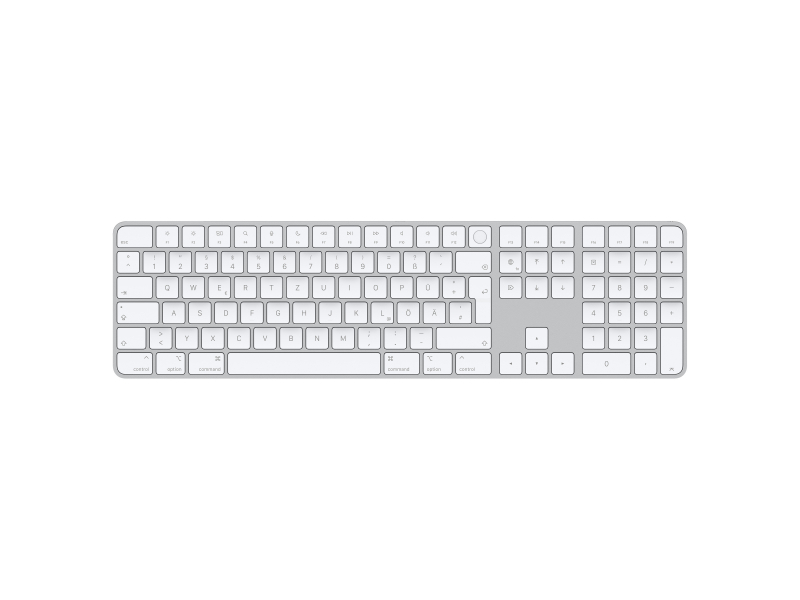 Apple Magic tastiera Universale USB Bluetooth Tedesco Alluminio Bianco (MAGIC KEYBOARD TOUCH ID FOR - M1NUMBERIC GERMAN) - Ver