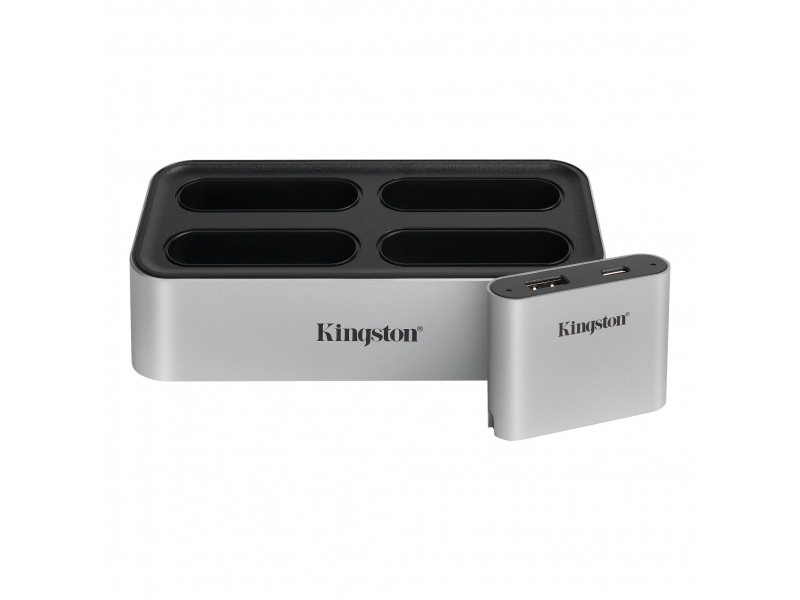 Kingston Technology Workflow Station Cablato USB 3.2 Gen 2 3.1 Gen 2 Type-C Nero Argento (WORKFLOW STATION DOCK W/5G - USB3.2 G
