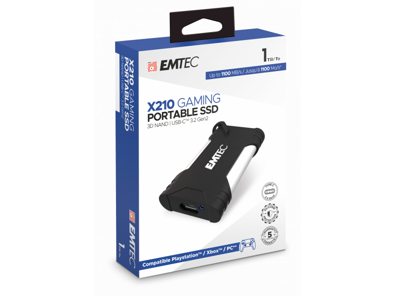 EMTEC X210G GAMING SSD portatile 1TB 3.2 Gen2 3D NAND USB-C ECSSD1TX210G