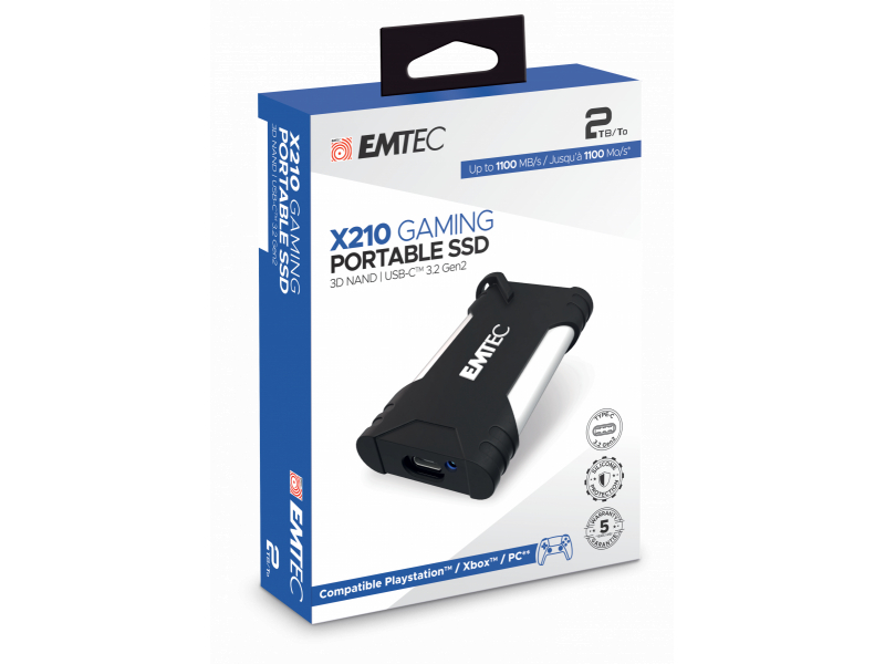 EMTEC X210G GAMING SSD portatile da 2 TB 3.2 Gen2 3D NAND USB-C ECSSD2TX210G