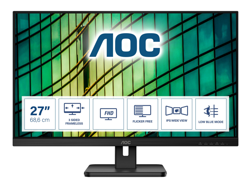 Monitor,AOC,27,16:9,IPS,1920x1080,250cd,1000:1,20M:1, ,1x D-SUB,.0x DVI,1 x 1.4x HDMI,1 x 1.2Displayport,SPEAKERS Si, no no,,Pi