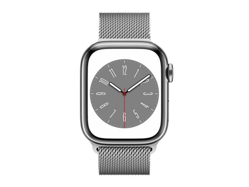 Apple Watch Series 8 (GPS + Cellular) 41 mm Gancio in acciaio inossidabile, argento Milanais Bracciale Silver