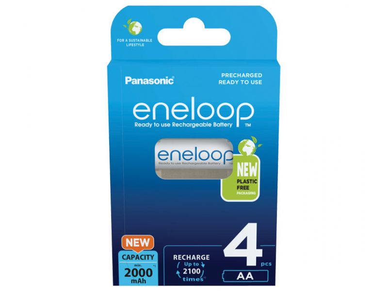 Batterie ricaricabili Panasonic NiMH, mignon, AA, HR06, 1.2V/2000mAh blister (confezione da 4)