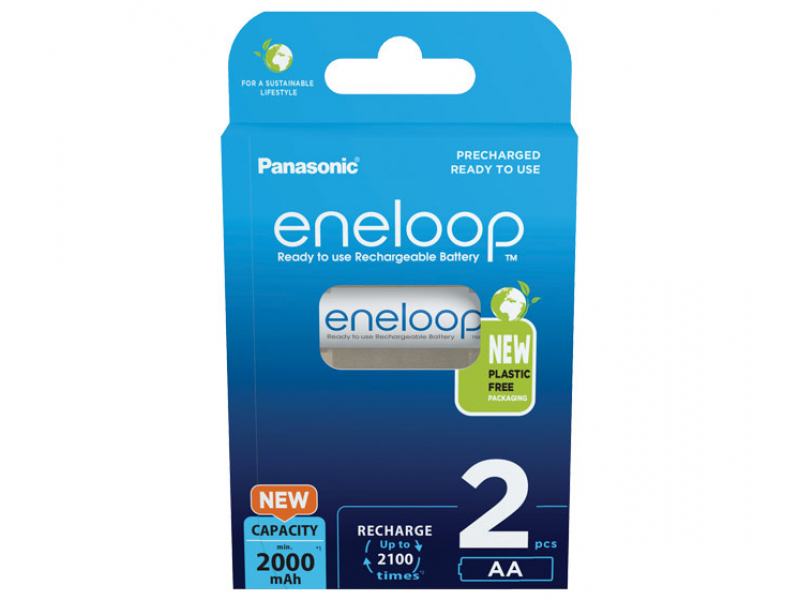 Batteria ricaricabile Panasonic NiMH, mignon, AA, HR06, 1.2V/2000mAh blister (confezione da 2)