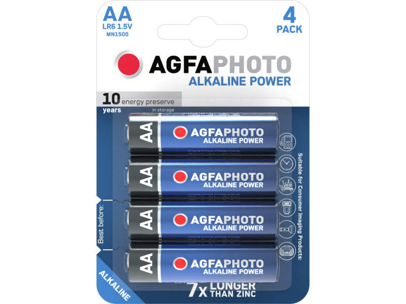 AGFAPHOTO Batteria NiMH, Mignon, AA, HR06, 1.2V/2300mAh - Blister (confezione da 4)