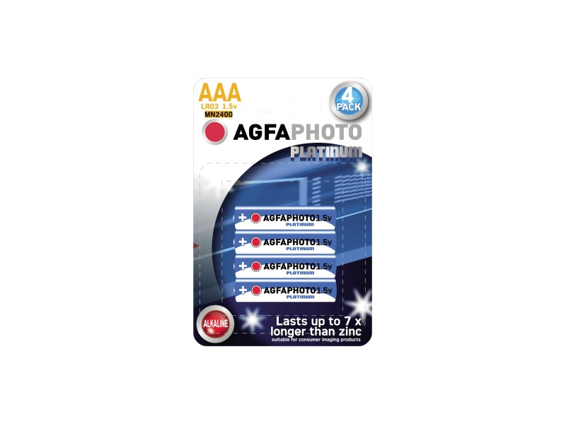 AGFAPHOTO Batteria Alcalina, Micro, AAA, LR03, 1.5V, Blister (Confezione da 4)