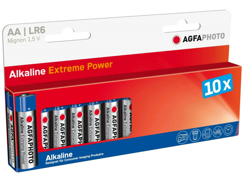 AGFAPHOTO Batterie Alcaline, Mignon, AA, LR06, 1.5V, Blister (Confezione da 10)