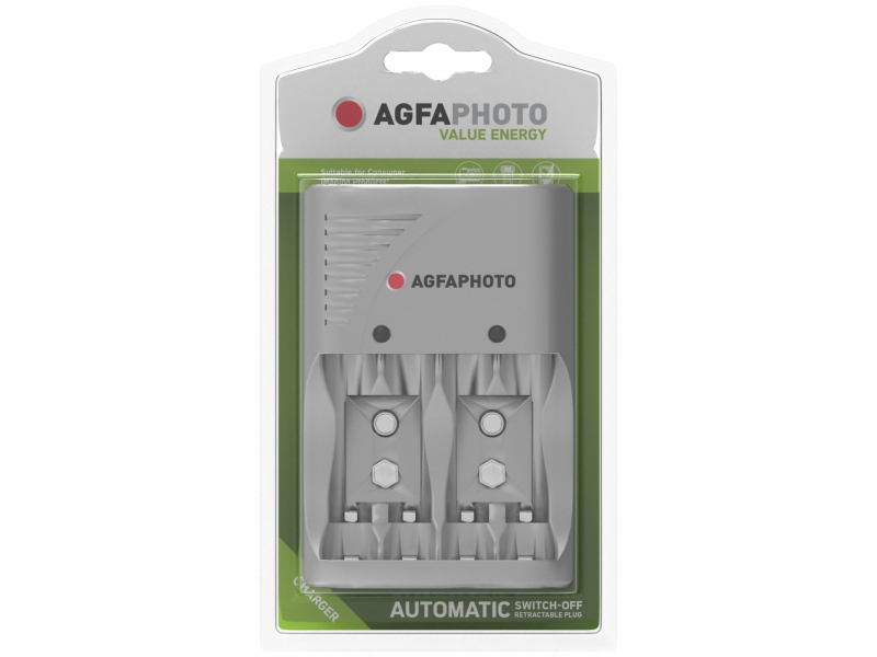 AGFAPHOTO caricabatterie universale per batterie - senza batterie, per AA/AAA/9V, vendita al dettaglio